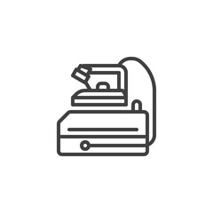 Tailoring iron line icon. linear style sign for mobile concept and web design. Electrical iron outline vector icon. Symbol, logo illustration. Vector graphics