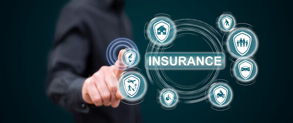 Man touching an insurance concept