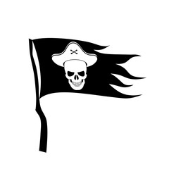 Waving Pirate flag isolated on white background