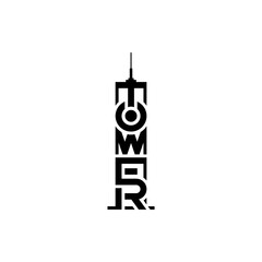 Tower building lettering, creative logo design.