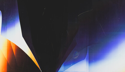 Cracked background. Blur colorful defect. Dark fractured laptop display matrix texture with dust...