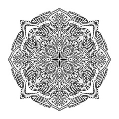 Graphic round mandala abstract isolated in white background..Boho indian shape.Ethnic oriental style.