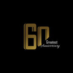 60 Year Anniversary Logo Vector Template Design Illustration gold and black