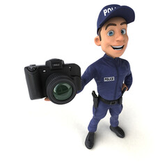 Fun 3D illustration of a cartoon Police Officer