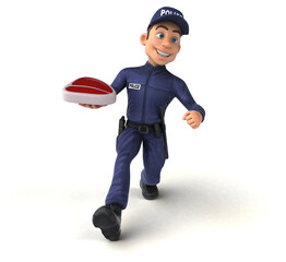 Fun 3D illustration of a cartoon Police Officer