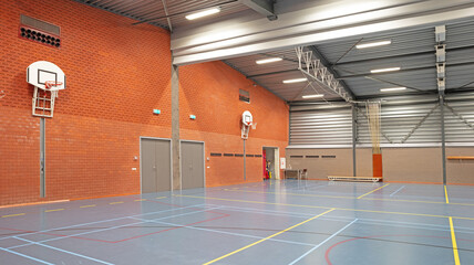 Interior of a large school gym hall