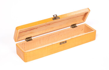 Old open wood box, isolated