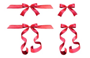 A set of red gift bow with ribbon
