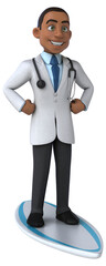 Fun 3D cartoon doctor surfing