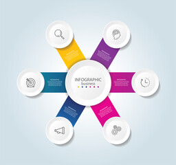 Presentation business infographic template with 6 step