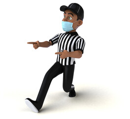 Fun 3D illustration of a black referee with a mask