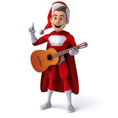 Fun 3D illustration of a fun super santa claus
