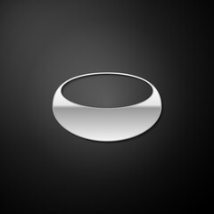 Silver Bowl icon isolated on black background. Long shadow style. Vector.