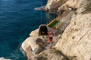 The cable car in the Rosh Hanikra. Israel © vadiml