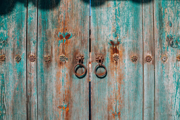 Korean traditional wooden door at Yeongnamnu pavilion in Miryang, Korea