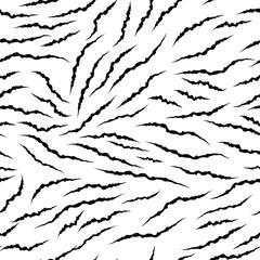 Black cracks on a white background. Abstract monochrome illustration. Vector seamless pattern. Design for packaging, paper, fabric.