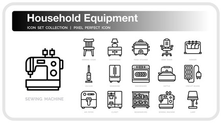 Household equipment icon set