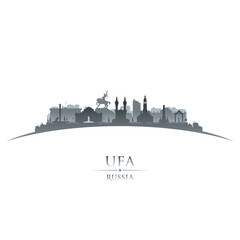 Ufa Russia city silhouette white background