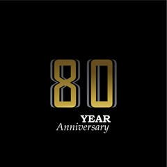 80 Year Anniversary Logo Vector Template Design Illustration gold and black