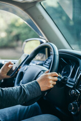 Driving car in the nature