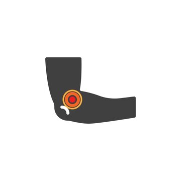 recommend clip art: Elbow joint pain vector icon. Painful arm filled flat sign for mobile concept and web design. Human elbow ache glyph icon. Symbol, logo illustration. Vector graphics