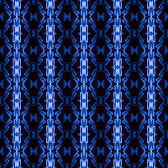 Indigo seamless embroidery pattern. Blue ikat ethnic ornament. Geometric embroidery style. Seamless striped pattern. Design for clothing,Batik,fabric. Arabic,Scandinavian,Mexican,turkish pattern.
