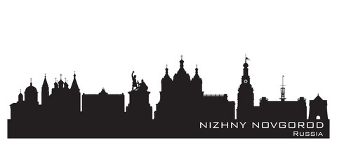 Nizhny Novrogod Russia city skyline vector silhouette