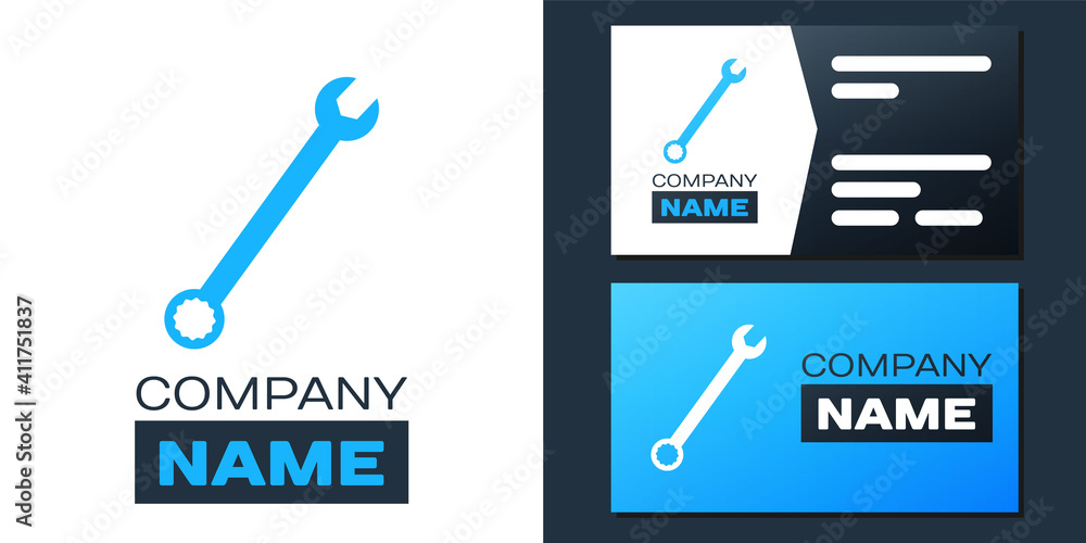 Poster logotype spanner icon isolated on white background. logo design template element. vector.