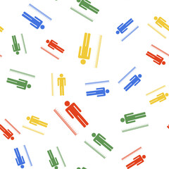 Color Measuring height body icon isolated seamless pattern on white background. Vector.