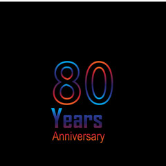 Fototapeta na wymiar 80 Year Anniversary Logo Vector Template Design Illustration