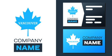 Logotype Canadian maple leaf with city name Vancouver icon isolated on white background. Logo design template element. Vector.