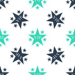 Green Star VIP with circle of stars icon isolated seamless pattern on white background. Vector.