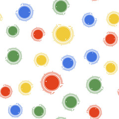 Color Dial knob level technology settings icon isolated seamless pattern on white background. Volume button, sound control, music knob with scale, analog regulator. Vector.