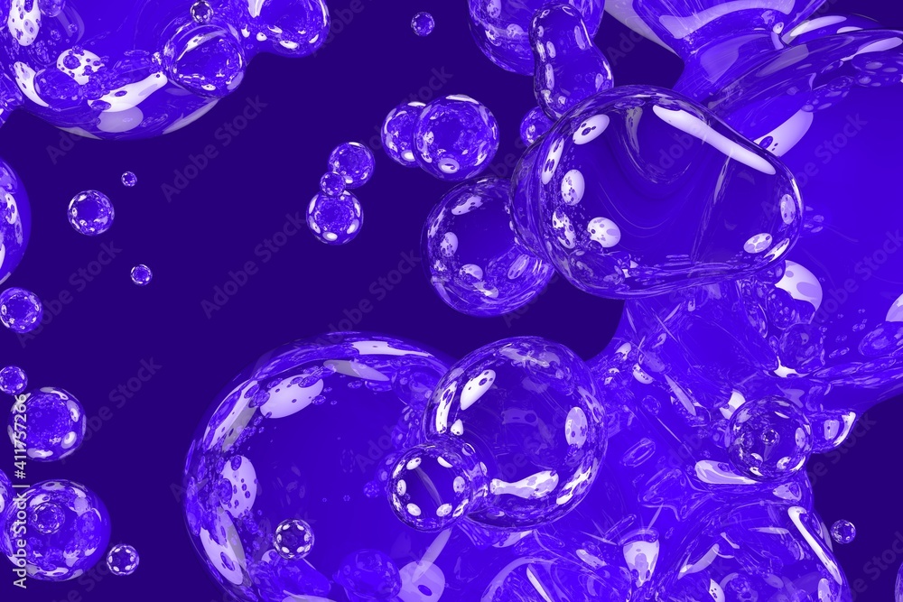 Poster creative soft focus purple soap shiny bubbles or liquid abstract gradient background 3d illustration