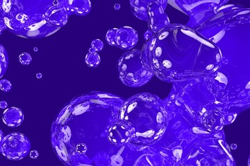 Creative soft focus purple soap shiny bubbles or liquid abstract gradient background 3D illustration - background design template