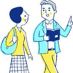 笑顔で歩くカップル