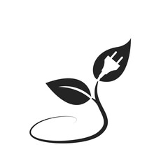 eco energy icon. eco friendly, sustainable and renewable energy symbol. leaf with electric plug