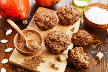  Pumpkin muffins on the table