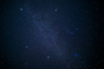 Fototapeta na wymiar winter's Diamond Constellation in starry night sky