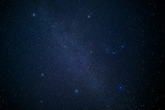 winter's Diamond Constellation in starry night sky