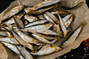Fresh sprats background. Food texture. Sea fish