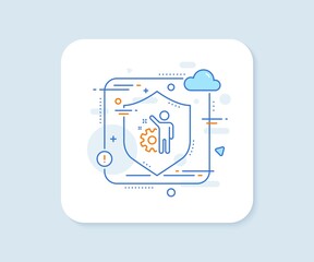 Employee line icon. Abstract vector button. Business management sign. Work or gear symbol. Employee line icon. Protect shield concept. Vector