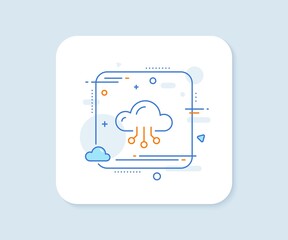 Cloud computing line icon. Abstract square vector button. Internet data storage sign. File hosting technology symbol. Cloud computing line icon. Quality concept badge. Vector