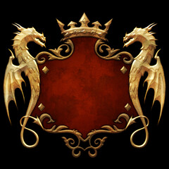 Fantasy heraldic frame with dragons
