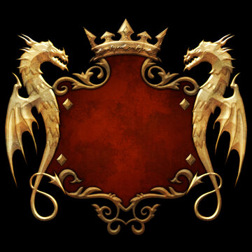 Fantasy heraldic frame with dragons