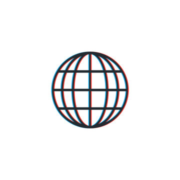 Color shift globe. optic illusion. Stock Vector illustration isolated on white background.