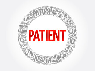 Patient word cloud collage, health concept background