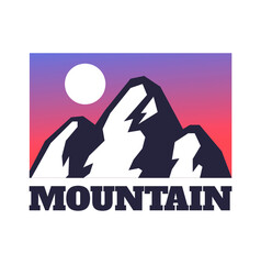 Hand Drawn Mountain Isolated. Vector Illustration Ski Resort Logo. Drawing Camping Element Winter Landscape