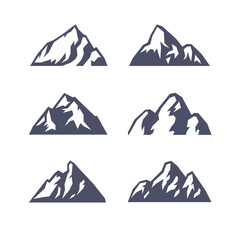 Hand Drawn Mountain Isolated. Vector Illustration Ski Resort Logo. Drawing Camping Element Winter Landscape