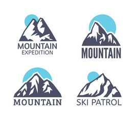 Hand Drawn Mountain Isolated. Vector Illustration Ski Resort Logo. Drawing Camping Element Winter Landscape
